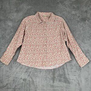 VTG Classic Blues Womens XL Floral Snap Shirt Light Jacket Cottage Core Western
